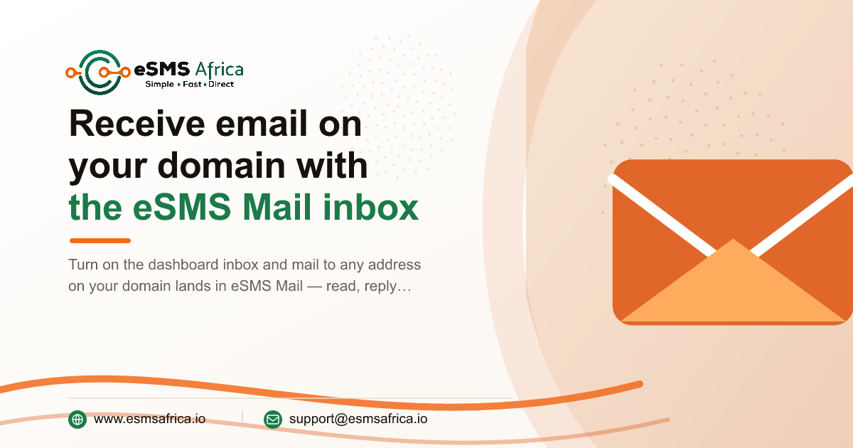 Receive email on your domain with the eSMS Mail inbox
