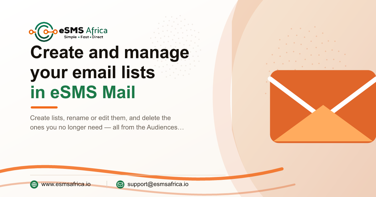 Create and manage your email lists in eSMS Mail