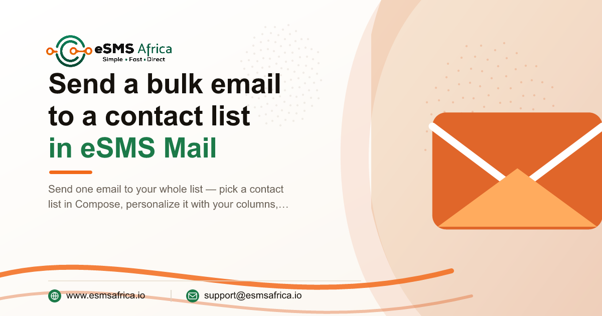 Send a bulk email to a contact list in eSMS Mail